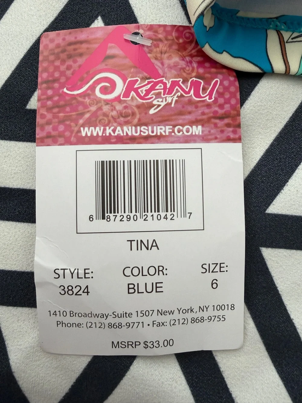 NWT Kanu Surf Girls Bikini Swim Set Blue Floral Tina Sz 6